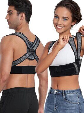 Adjustable Posture Corrector for Men & Women - Bamboo Fiber Back Brace for Pain